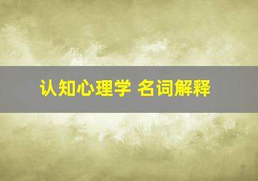 认知心理学 名词解释